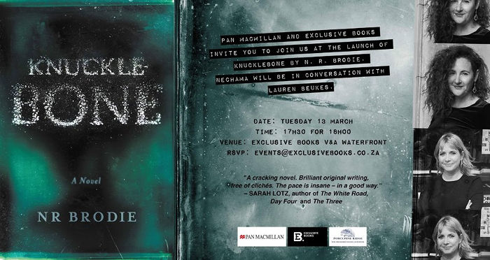 Join NR Brodie and Lauren Beukes for the launch of Knucklebone in